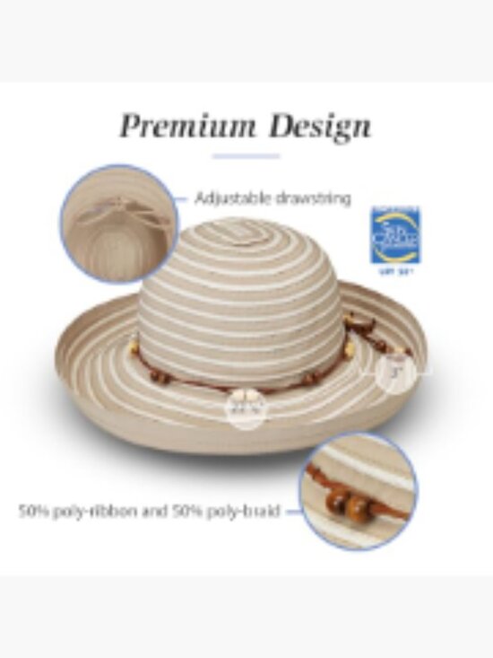 UPF 50+ Wide Brim Sun Hat, Packable Travel Hat with Drawstring Adjustable main image 4